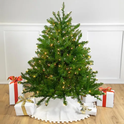 Vista 2 de Árbol de Navidad artificial completo de pino del norte preiluminado de 4 pies, luces transparentes