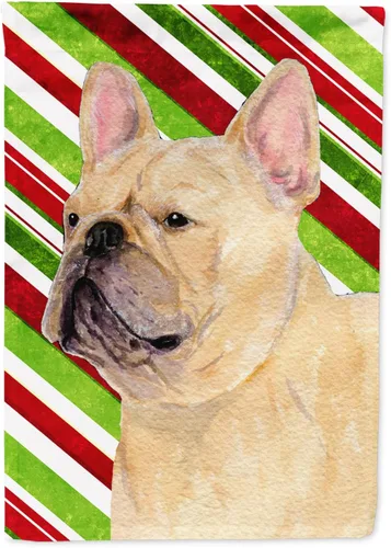 Vista 143 de Caroline's Treasures SC9334GF - Bandera decorativa para jardín, diseño de bastón de caramelo inglés, diseño de bulldog inglés, tamaño jardín