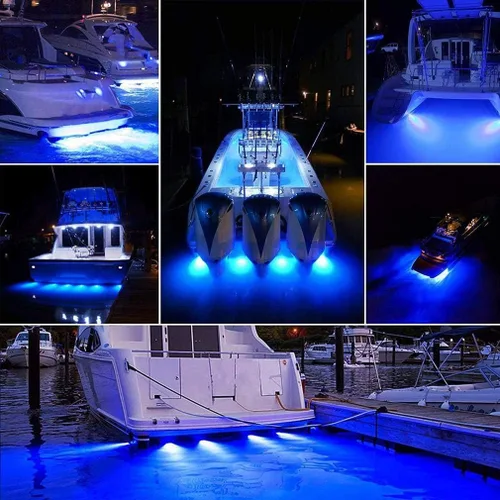Vista 6 de LABLT azul 27 50W barco submarino marino luces de popa 316 acero inoxidable pontón luces de popa barco cubierta luz popa pesca noche luz