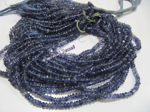 Vista 3 de Cuentas facetadas de iolita natural de calidad AA, cuentas de piedras preciosas de iolita genuina de 0.118-0.157 in, hilo de 14 pulgadas de largo