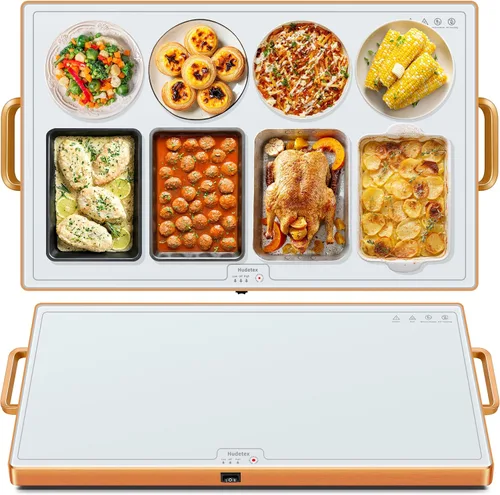 Vista 9 de Tapete de calentamiento para alimentos, L, 22 x 14 pulgadas, bandeja de calentamiento eléctrico de vidrio templado, color negro Keep Food