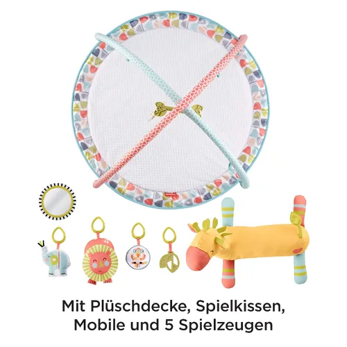 Vista 7 de Fisher-Price Go Wild Gym & Giraffe Wedge, gimnasio de actividades infantiles con gran alfombra de juego, juguete musical y cuña de apoyo