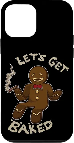 Vista 16 de Divertida funda navideña para iPhone 16 con diseño de pan de jengibre y marihuana