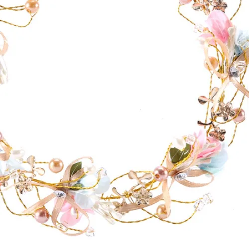 Vista 4 de Weileenice Diadema de corona floral para niñas de flores, diadema para mujer, guirnalda de flores, para concursos de baile, fiesta de graduación