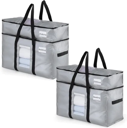 Vista 53 de TAILI - Bolsas de mudanza extra grandes, paquete de 10 bolsas negras resistentes para almacenamiento con ventana visible, asas envolventes