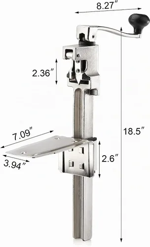 Vista 2 de New Star Foodservice 7006841 Abrelatas de mesa manual con base de acero plateado para latas de hasta 11" de alto
