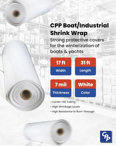 Vista 2 de CPP 17' x 31' 7 Mil White Boat/Envoltura retráctil industrial