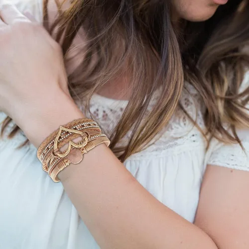 Vista 2 de Long tiantian Pulseras de cuero boho para mujer, lindas pulseras apilables de verano con corazón para mujer, regalos de moda 2024
