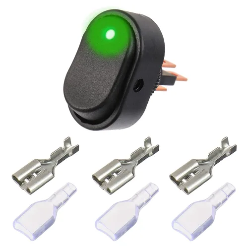 Vista 2 de Interruptor basculante LED impermeable de 12 V 30 A SPST de 3 pines y 2 posiciones para automóvil, camión, RV, motocicleta, barco, control marino