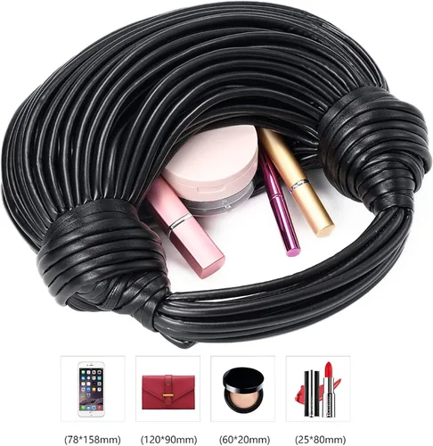 Vista 3 de Bolsos tejidos para mujer, bolso de mensajero tejido a mano, bolso de mano con asa suave, tejido de fideos creativos en las axilas