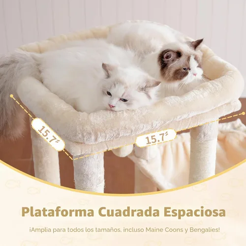 Vista 3 de Heybly Árbol para gatos resistente con base grande para gatos grandes de Beige