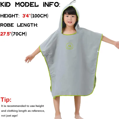 Vista 5 de Hiturbo Poncho de surf para niños, bata absorbente de secado rápido, toalla de natación con capucha de microfibra para playa, piscina y baño