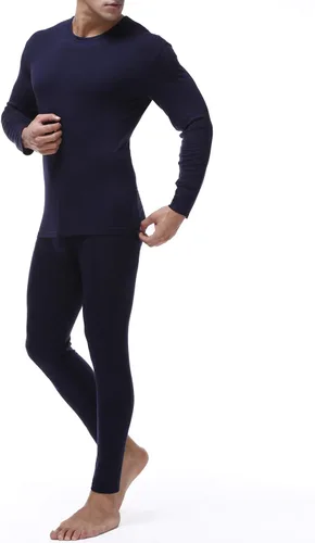Vista 3 de Locachy Conjunto de ropa interior térmica ultra suave para hombre, elástico, fino, algodón modal, largo, conjunto de parte superior e inferior