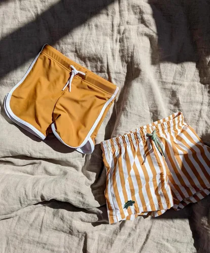 Vista 26 de Traje de baño para niños, ropa de playa de secado rápido, pantalones cortos de natación para niños pequeños, traje de baño a rayas, traje de baño