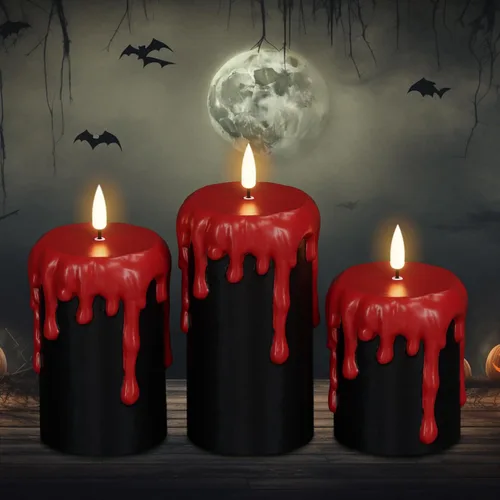 Vista 16 de Juego de 3 velas de calcomanía de Halloween de DRomance
