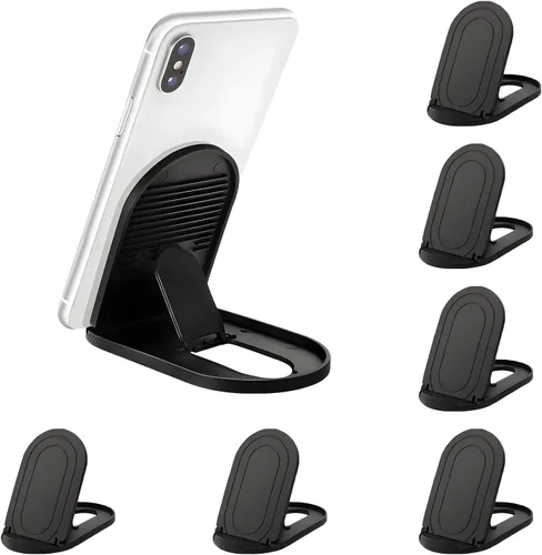 Vista 9 de [Paquete de 3] Soporte de teléfono celular para escritorio, soporte plegable portátil para iPhone, soporte de escritorio ajustable multiángulo