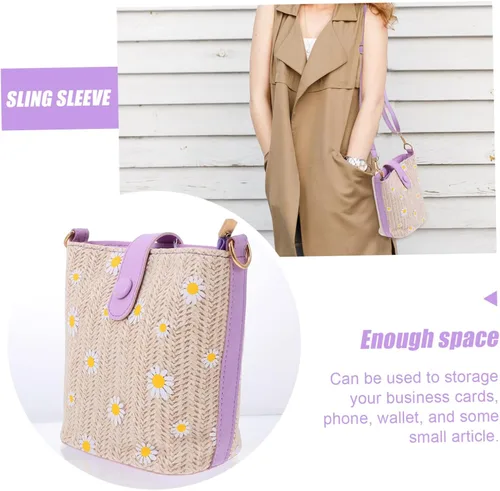 Vista 8 de VALICLUD 1 bolso de mensajero para mujer, bolsos de hombro para mujer, bandolera con patrón de ratán, bolso de hombro para niña