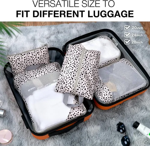 Vista 3 de Juego de 6 cubos de compresión para maletas, cubos de embalaje con bolsa de zapatos, bolsa grande de cosméticos, bolsa de ropa, bolsas