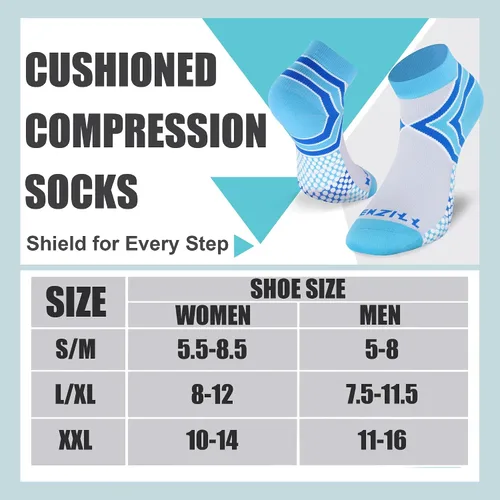 Vista 3 de NEWZILL Ankle Compression Socks for Men & Women, Cushioned Low Cut Compression Running Socks with Ankle Support