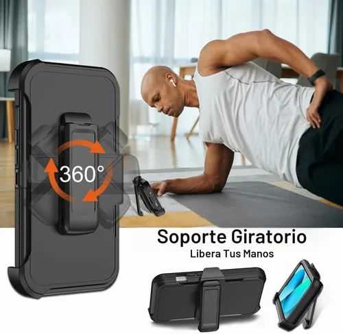 Vista 5 de KECAI Funda para iPhone 13 Mini con Protector de Pantalla Integrado, Funda con Clip para Cinturón, Resistente de Servicio Pesado a Prueba de Golpes