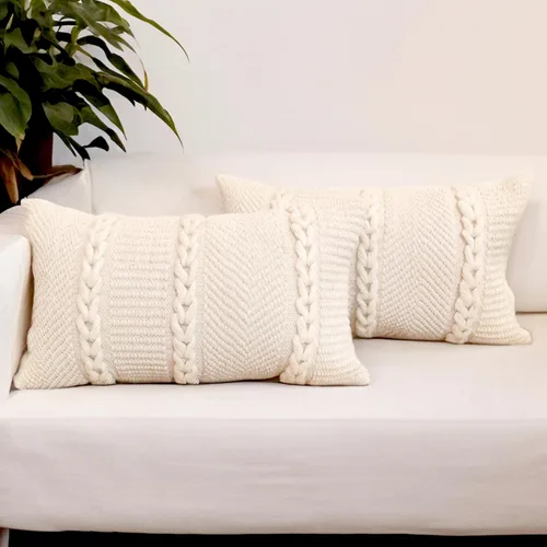 Vista 9 de Juego de 2 fundas de almohada decorativas grandes de 20 x 20 pulgadas, estilo bohemio, de algodón, para decoración de granja, juego de 2 fundas