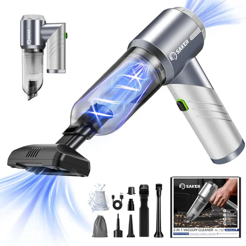 Vista 8 de Saker Aspiradora de Mano para Coche Portátil Inalámbrica 17000PA Mini Aspiradoras Recargables Aspiradora Plegable con Motor Sin Escobillas