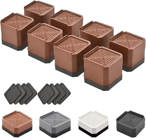 Vista 19 de EclatBain Elevadores rectangulares para cama, elevadores de muebles rectangulares de alta resistencia, con bloques ajustables de elevación de hasta