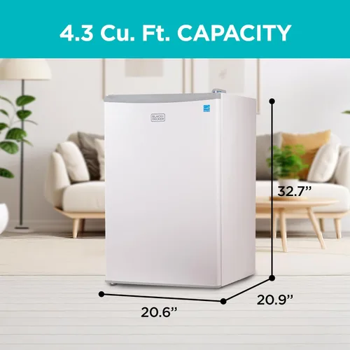 Vista 2 de BLACK+DECKER - Refrigerador compacto de 4.3 pies cúbicos con certificado ENERGY STAR, minirefrigerador de una sola puerta con congelador