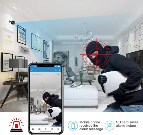 Vista 4 de Mini Cámara Espía WiFi HD 1080P Cámara Oculta Inalámbrica Cámara de Video Pequeña Cámara de Niñera con Visión Nocturna y Activada por Movimiento