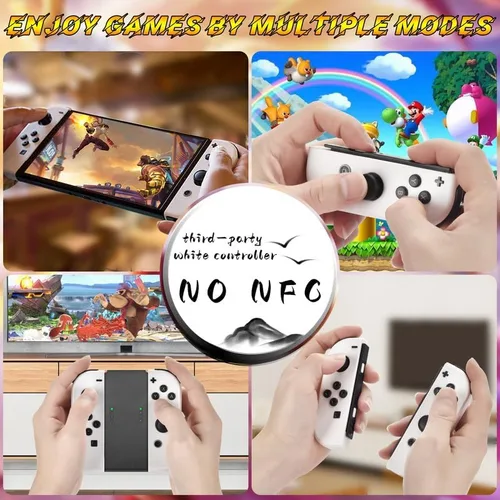 Vista 7 de SWTOTK Joypads - Controlador compatible con Nintendo Switch, controladores inalámbricos izquierdo y derecho Joypad con doble vibración, soporte