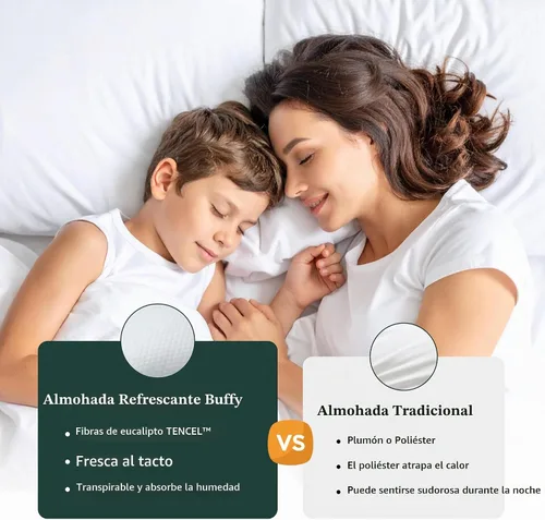 Vista 3 de Buffy Cloud Cooling Pillow - Almohada de espuma ajustable de 2ª generación, hielo frío toda la noche, certificado CertiPUR-US®, funda lavable