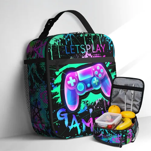 Vista 15 de Lonchera de béisbol con temática deportiva para niños, niñas, adolescentes, bolsa de almuerzo de béisbol aislada para niños, bolsa de almuerzo