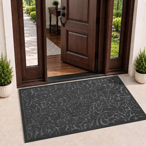 Vista 17 de Yimobra Tapete para puerta de entrada exterior, 29.5 x 17 pulgadas, impermeable, resistente, para puerta delantera, tapete antideslizante resistente