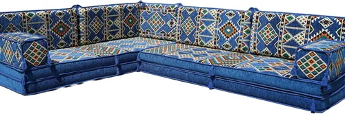 Vista 43 de arabicsofa Juego de sofás árabes tradicionales en forma de L - Sofás seccionales marroquíes - Asientos Majlis orientales para sala de estar