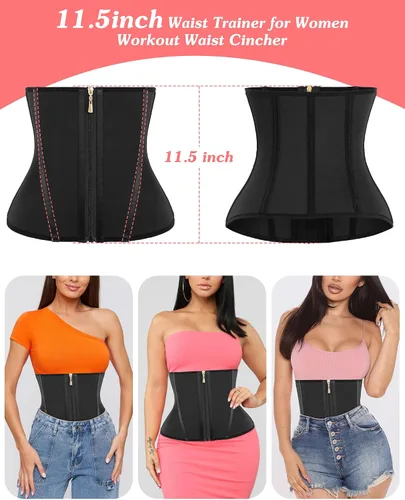 Vista 4 de Phateey Faja de entrenamiento de cintura para mujer, 3 correas Control de abdomen, faja de sudor para entrenamiento, banda delgada para el vientre