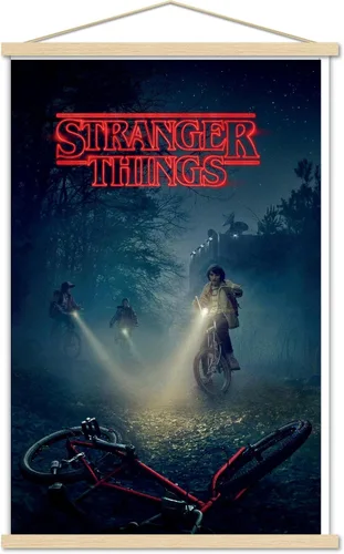 Vista 18 de Trends International Netflix Stranger Things - Póster de pared de bicicletas, 14.725 x 22.375 pulgadas, versión enmarcada de madera de granero