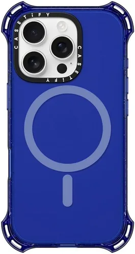 Vista 23 de CASETiFY Funda Bounce para iPhone 16 Pro [a prueba de golpes, 21.3 pies, protección contra caídas de grado militar 6X, compatible con Magsafe] Azul