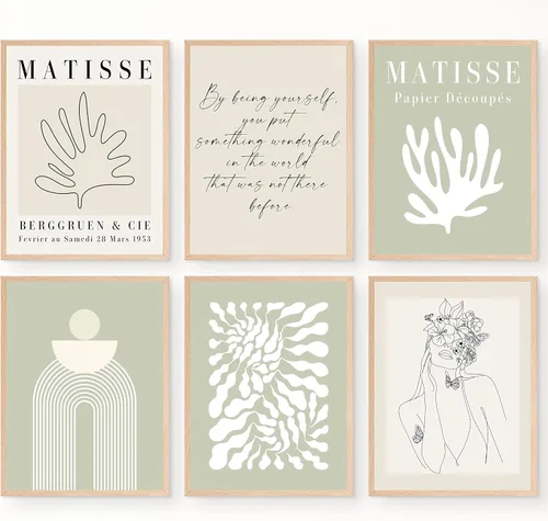 Vista 14 de Arte estético de pared de Matisse en tonos pastel, póster danés rosa y azul, decoración de pared inspiradora para mujeres, adolescentes y niñas