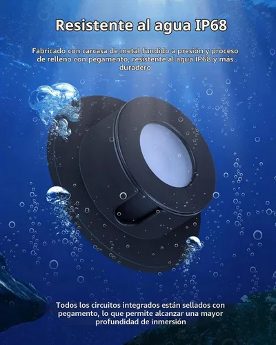 Vista 2 de SUNVIE Luces LED Subacuáticas para Estanque de 3W 3000K Blanco Cálido IP68 Impermeables Luces Subacuáticas para Estanque 12-24V AC/DC Bajo Voltaje