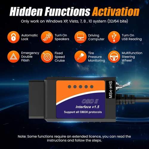 Vista 3 de ELMconfig ELM327 OBD2 Adaptador USB para Windows, herramienta de codificación de diagnóstico de escáner OBD2 con interruptor MS-CAN/HS-CAN