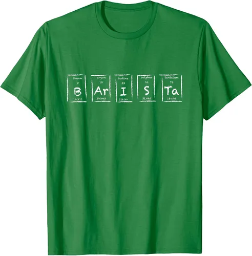 Vista 24 de Barista Espresso Latte Cappuccino Coffee Periodic Table T-Shirt Asphalt Grey
