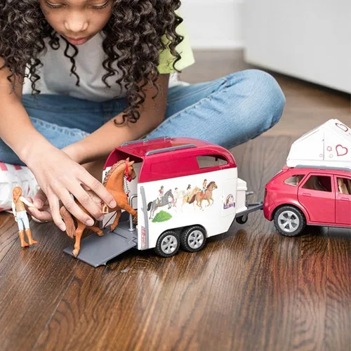 Vista 5 de Schleich Horse Club - Juego de Camping de Coche y Remolque de 110 Piezas con Divertidas Figuras de Caballos y Jinetes para Niñas y Niños - Figuras