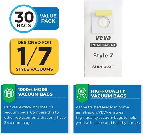 Vista 3 de Paquete de 30 bolsas de vacío estilo 7 para aspiradora vertical Bissell, bolsas de vacío SuperVac de primera calidad Parte # 32120