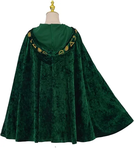 Vista 5 de CosplayDiy Vestido medieval de terciopelo verde para disfraz de bruja para mujer, talla grande