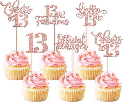 Vista 85 de 30 piezas de adornos para cupcakes de 12 cumpleaños feliz, brillantes doce, hola 12, felicitaciones a 12 años, adornos para cupcakes, 12