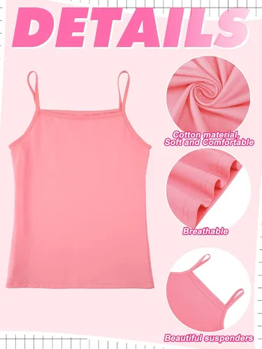 Vista 4 de Geyoga Camisola sin mangas con espalda cruzada para niña, paquete de 6