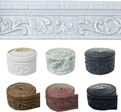 Vista 11 de Moldura de espuma autoadhesiva de 90 x 3.1 pulgadas, borde de papel tapiz de moldura de corona, líneas de bordes de pared 3D, base de pared