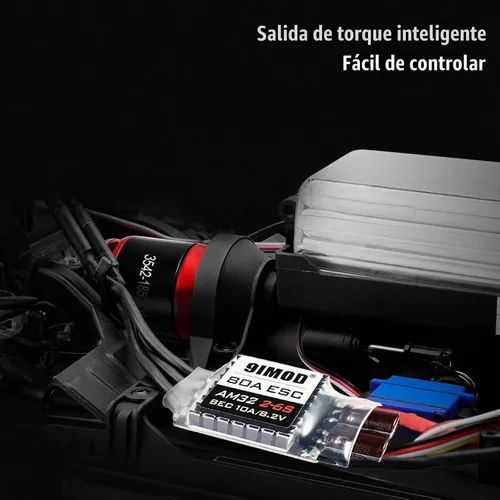 Vista 4 de AM32 80A RC Motor sin escobillas ESC Combo 3542-1850KV Motor sin escobillas y ESC con conector USB sin sensor RC ESC Kit de motor para 1/8 1/10