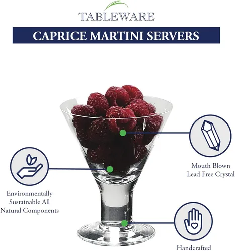Vista 5 de Badash Caprice - Vasos de Martini de cristal – Juego de 4 vasos de Martini o postre de 6 onzas de 4.5 pulgadas de alto – Vidrio de cristal sin plomo