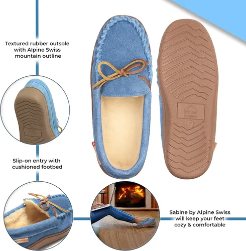 Vista 4 de Alpine Swiss Sabine - Mocasines para mujer, pantuflas para mujer